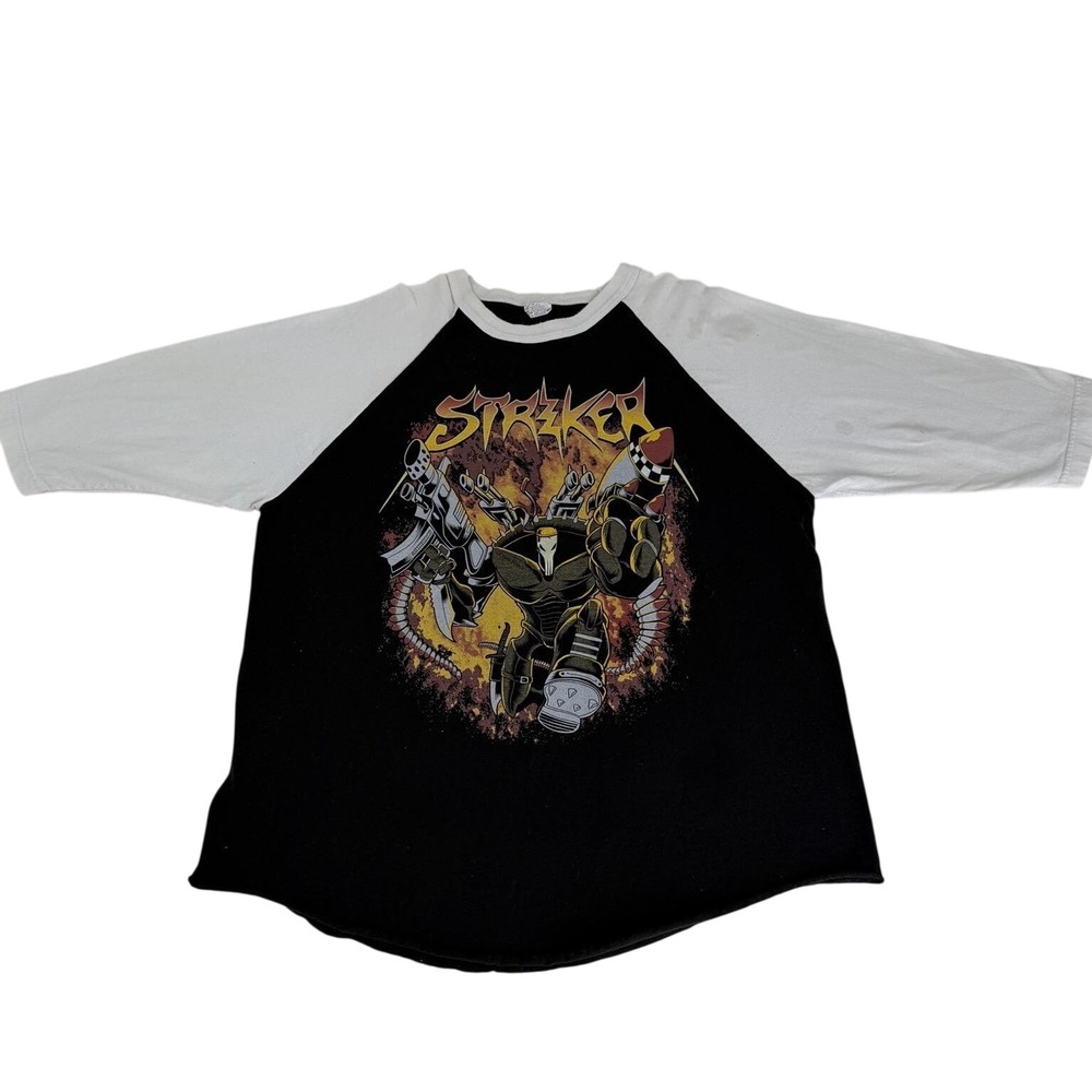Vintage Alstyle STRIKER Graphic Raglan Shirt XL‎ Black/White – Comic Style Robot